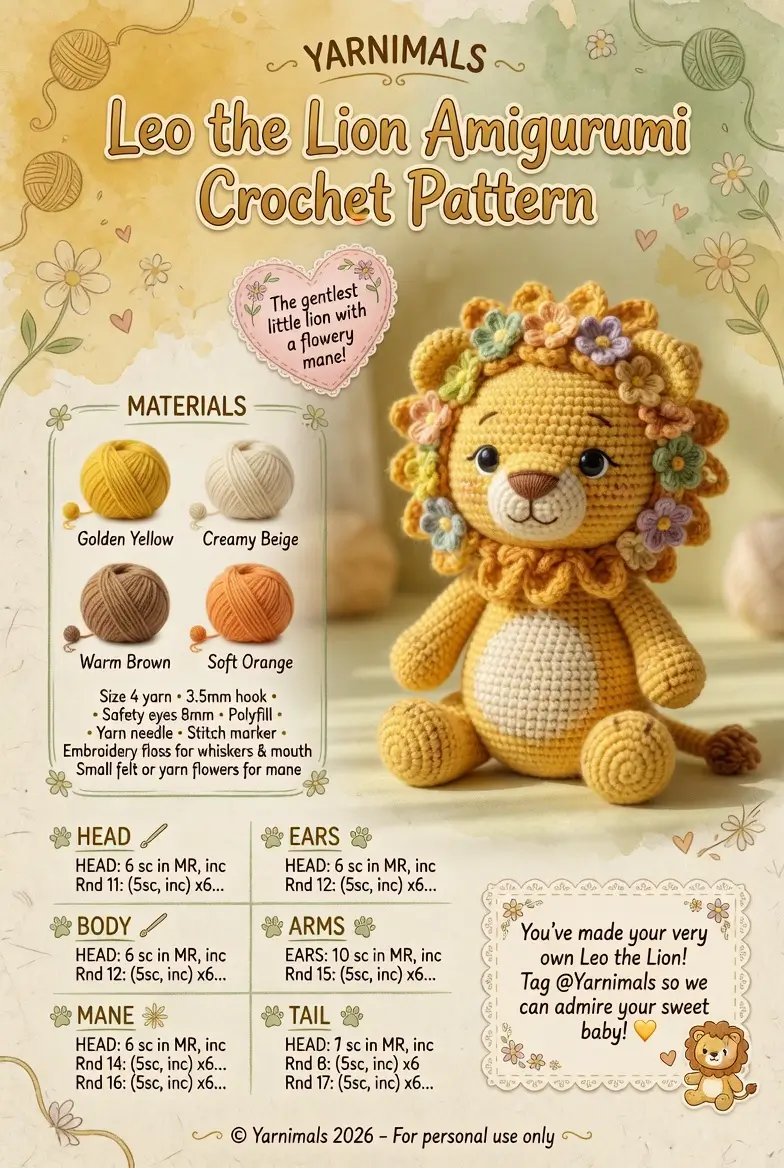 Leo the Lion Amigurumi Crochet Pattern