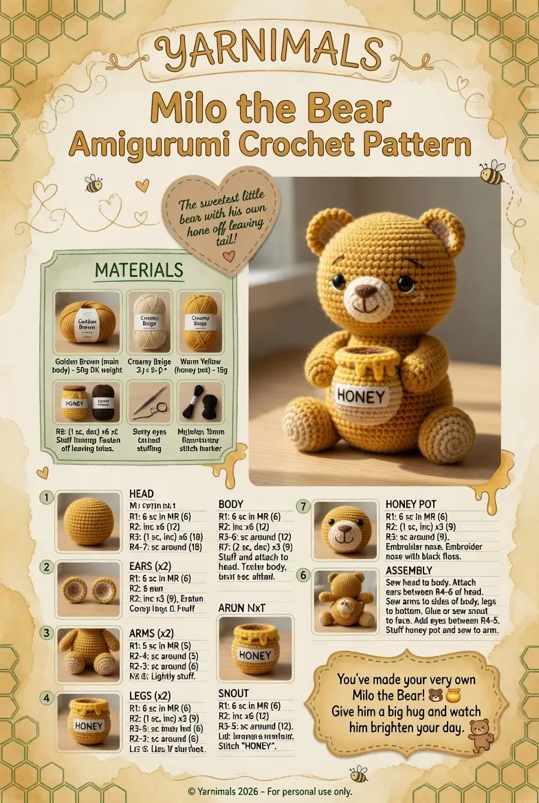 Milo the Bear Amigurumi Crochet Pattern