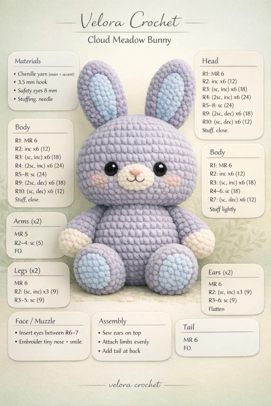 Easy Cloud Meadow Bunny Crochet Pattern