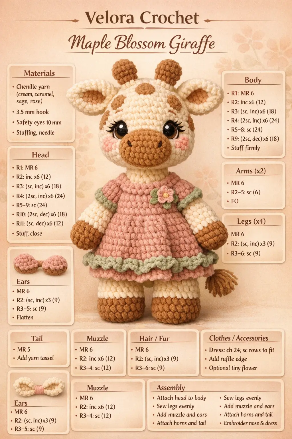 Maple Blossom Giraffe Crochet Pattern