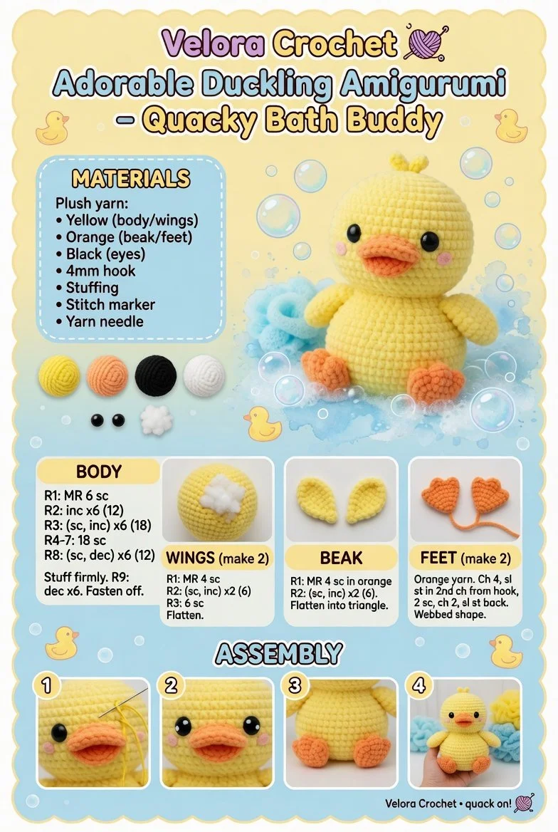 Adorable duckling amigurumi as a quacky bath buddy.
