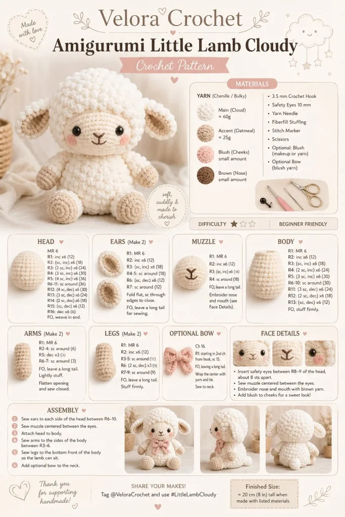Amigurumi Little Lamb Cloudy - a cute handmade plush toy