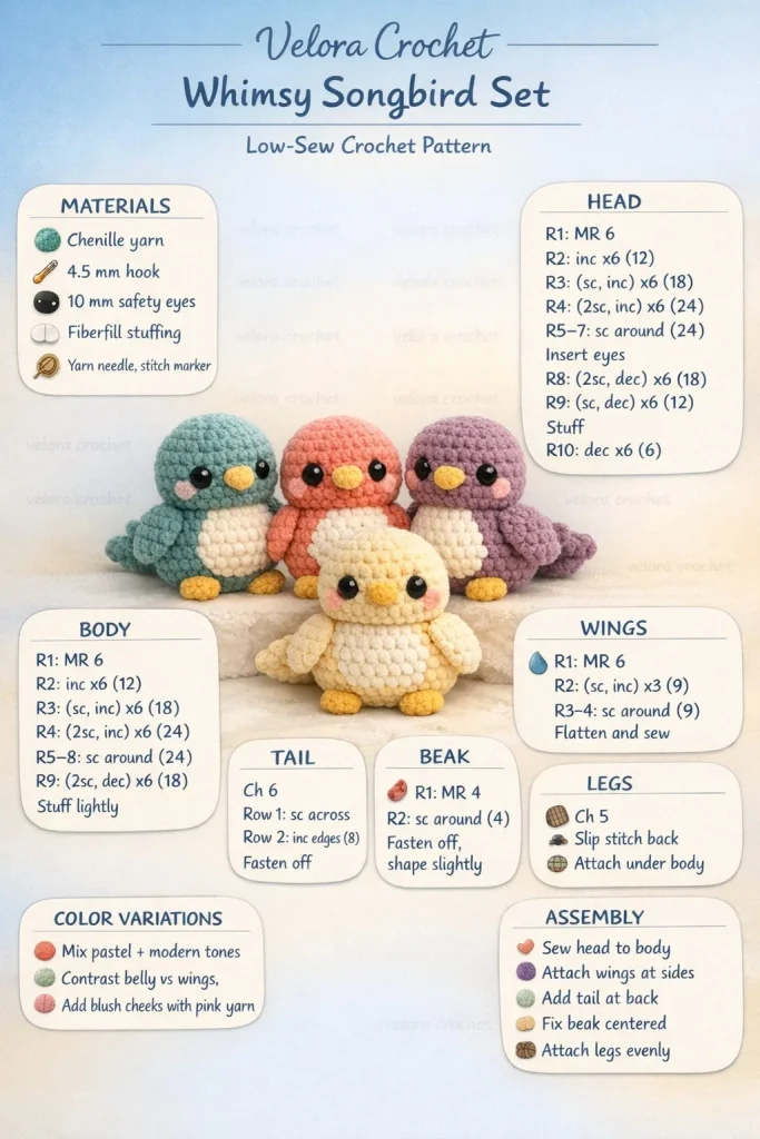 Colorful crochet bird toy patterns for pet birds to enjoy and play with.