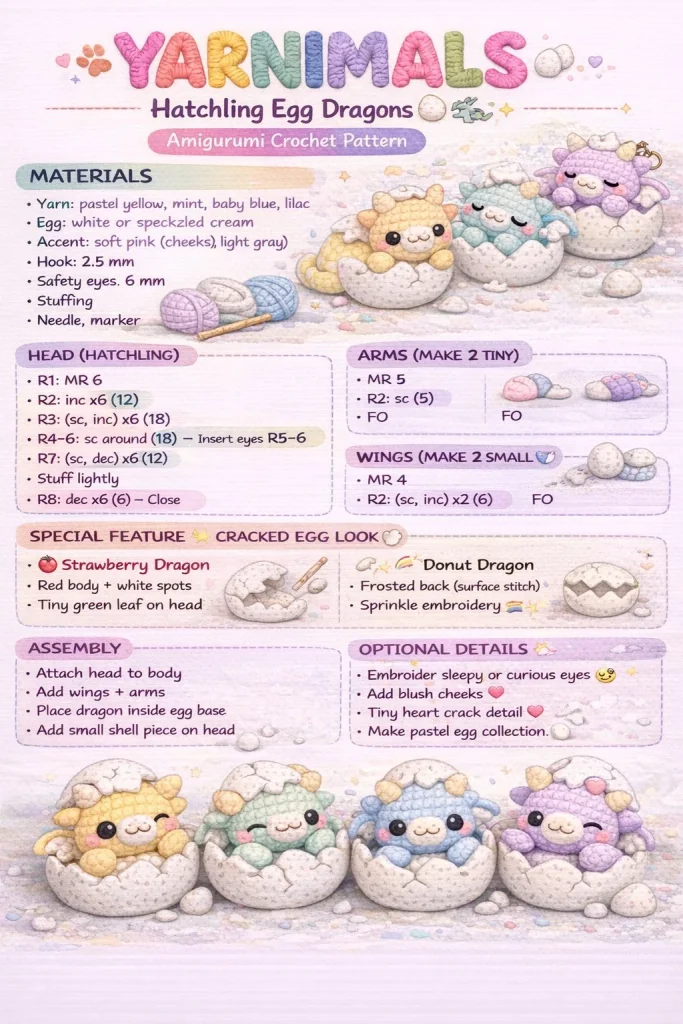 Hatchling Egg Dragons Amigurumi Crochet Pattern for Beginners