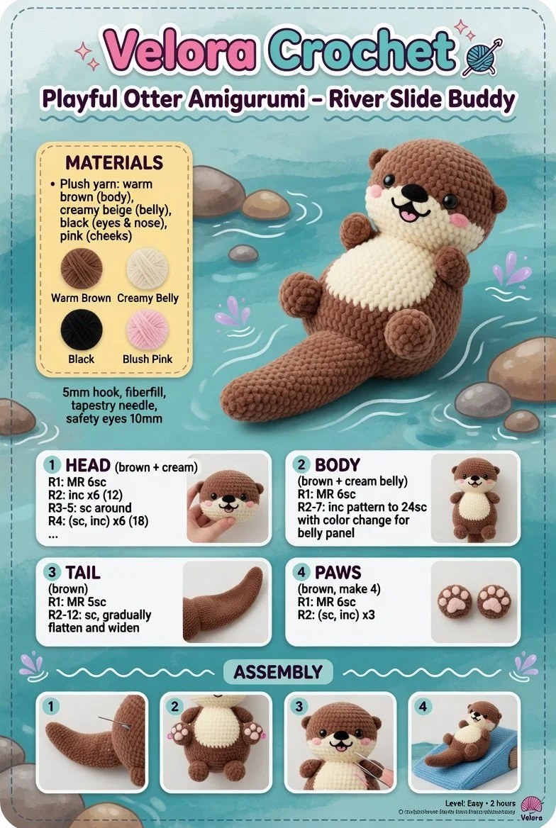 Handcrafted playful Otter Amigurumi perfect for cuddling and playtime
