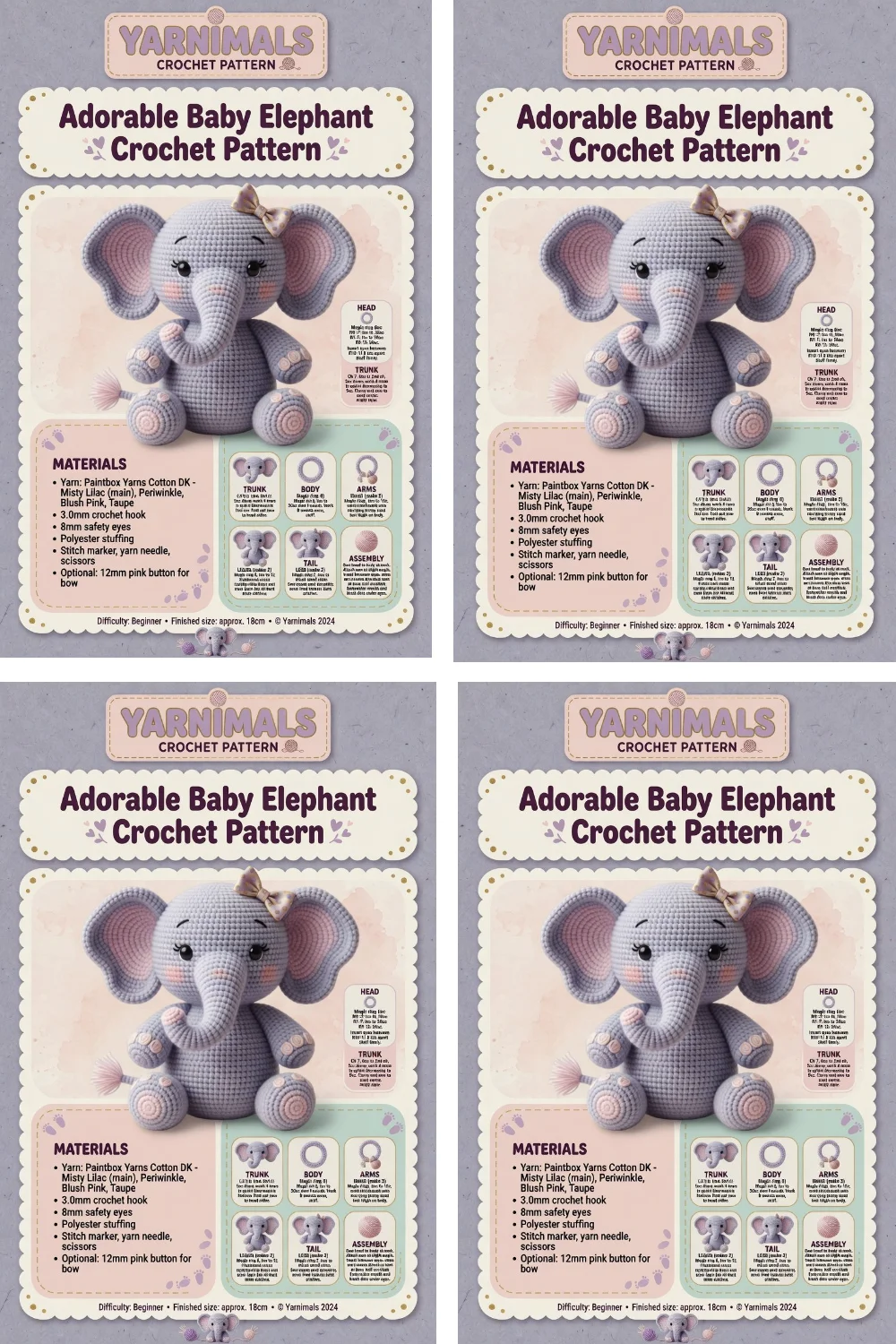 Adorable Baby Elephant Crochet Pattern – Easy Amigurumi Plush Design