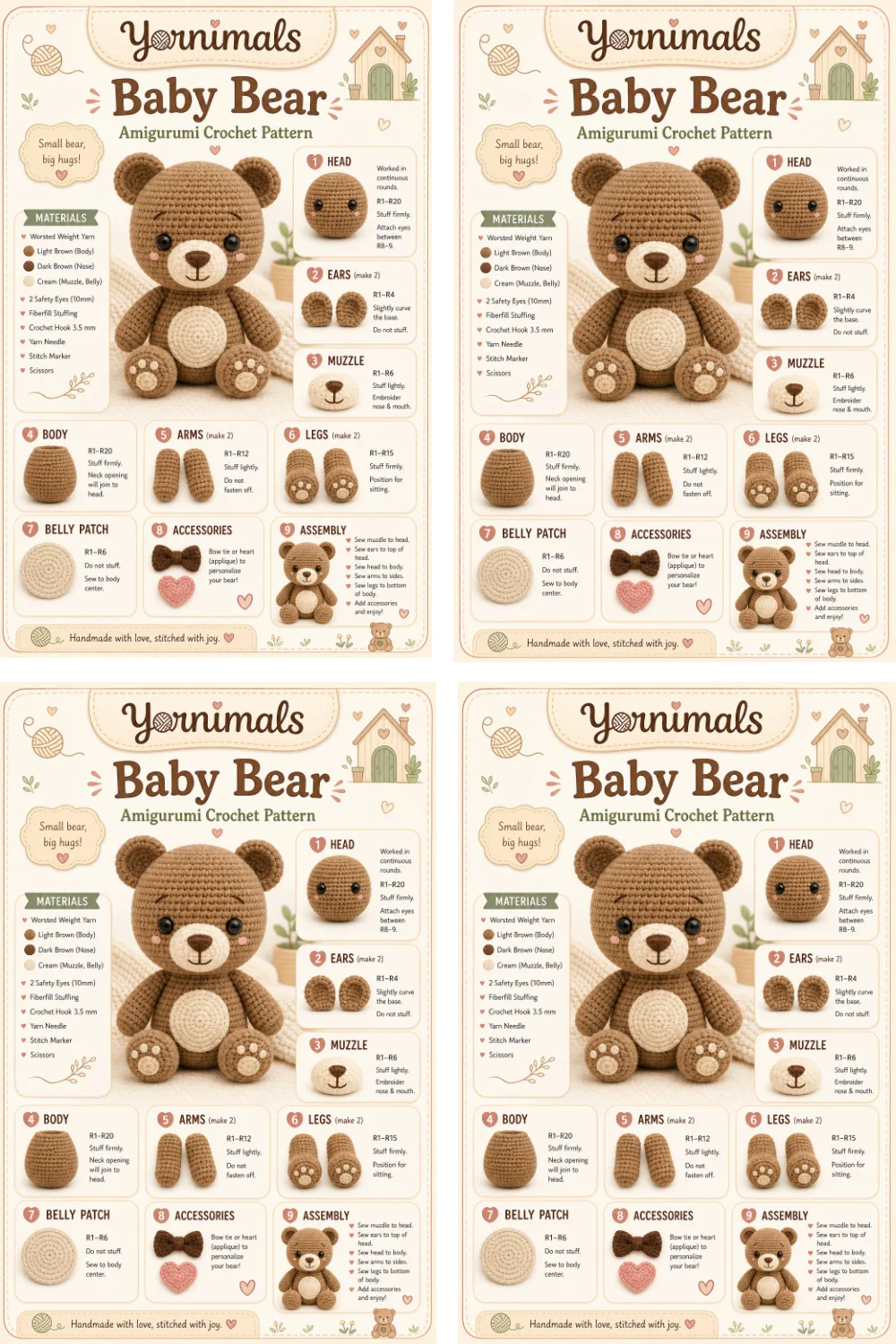 Baby Bear Amigurumi Crochet Pattern for a Soft Classic Plush