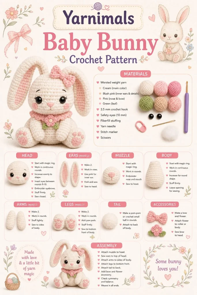 Crochet baby bunny amigurumi plush for Easter