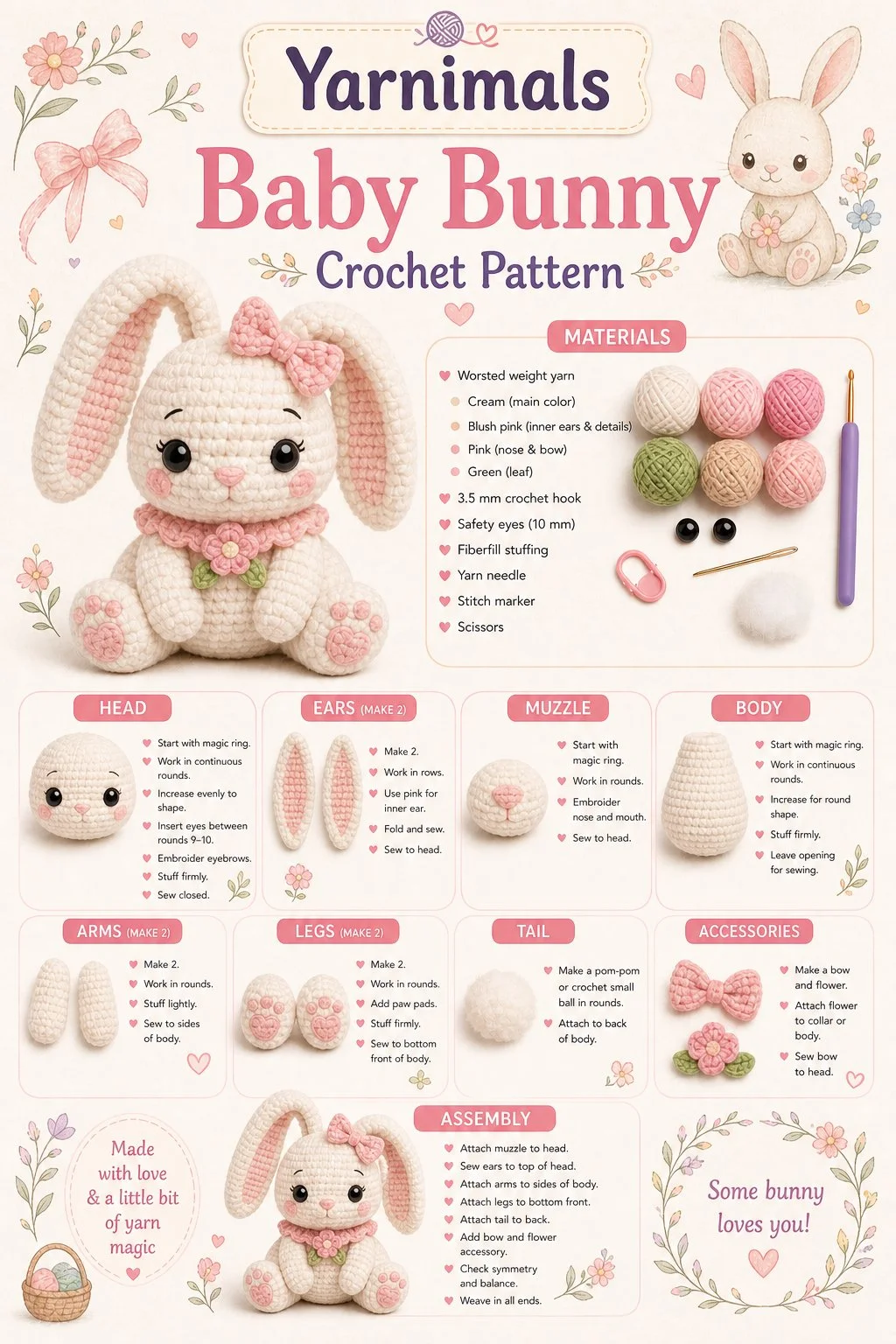 Crochet baby bunny amigurumi plush for Easter