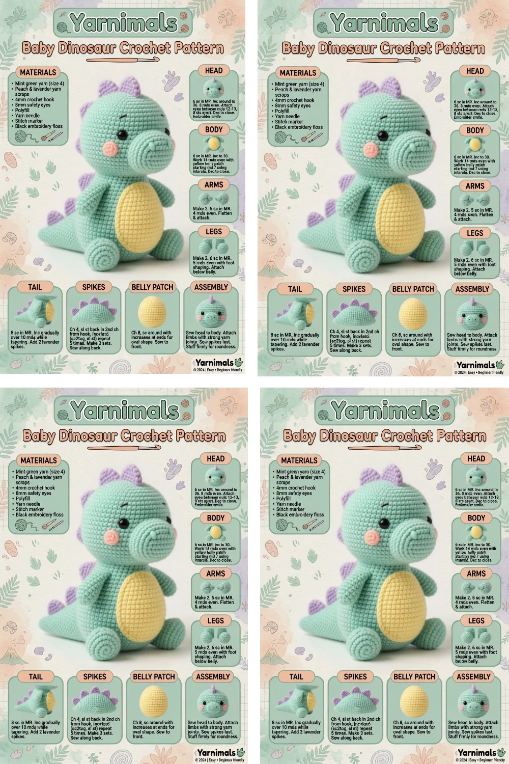 Baby Dinosaur Crochet Pattern – Kawaii Amigurumi Plush