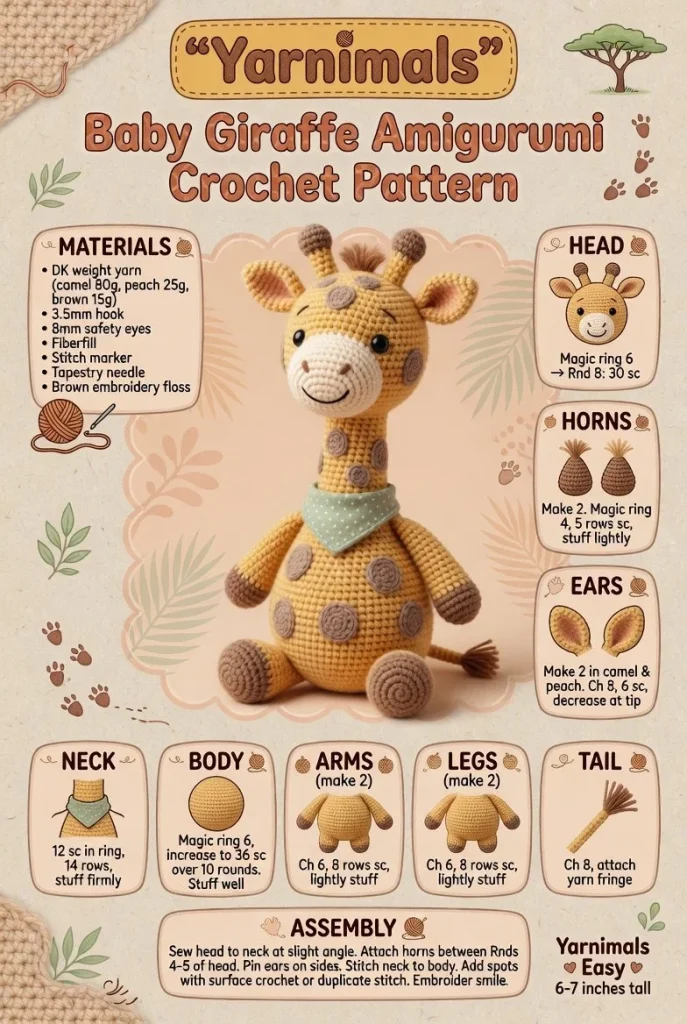 Crochet Baby Giraffe Amigurumi Pattern - Soft Plush Toy Design