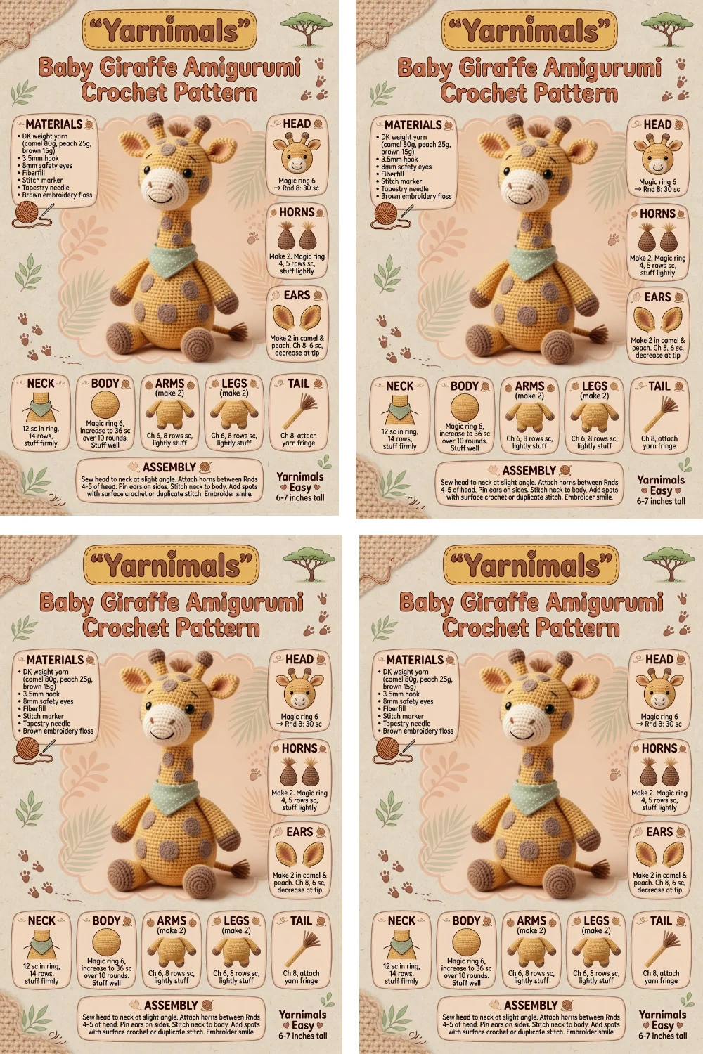 Baby Giraffe Amigurumi Crochet Pattern – Long Neck Plush Toy