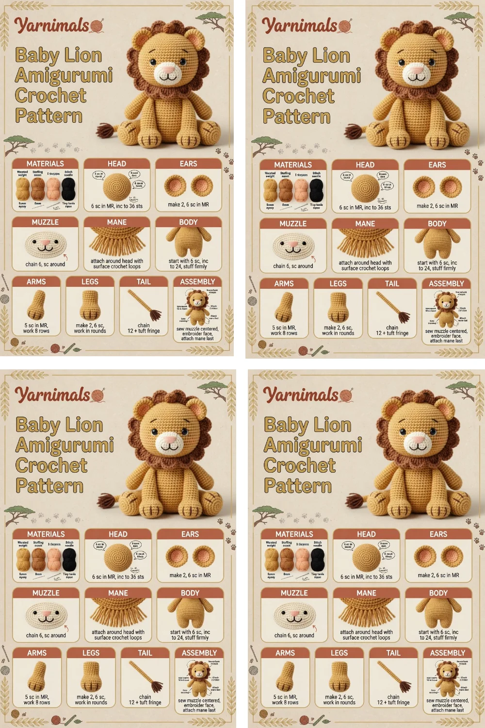 Baby Lion Amigurumi Crochet Pattern – Mini Jungle Crochet Toy