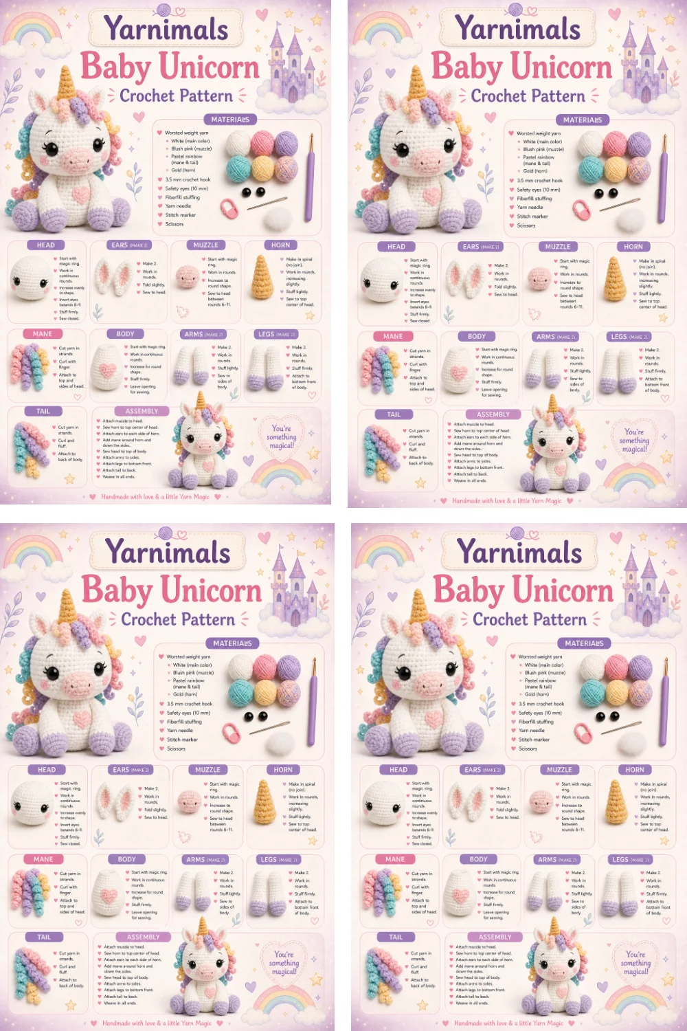 Baby Unicorn Crochet Pattern – Fantasy Amigurumi Plush