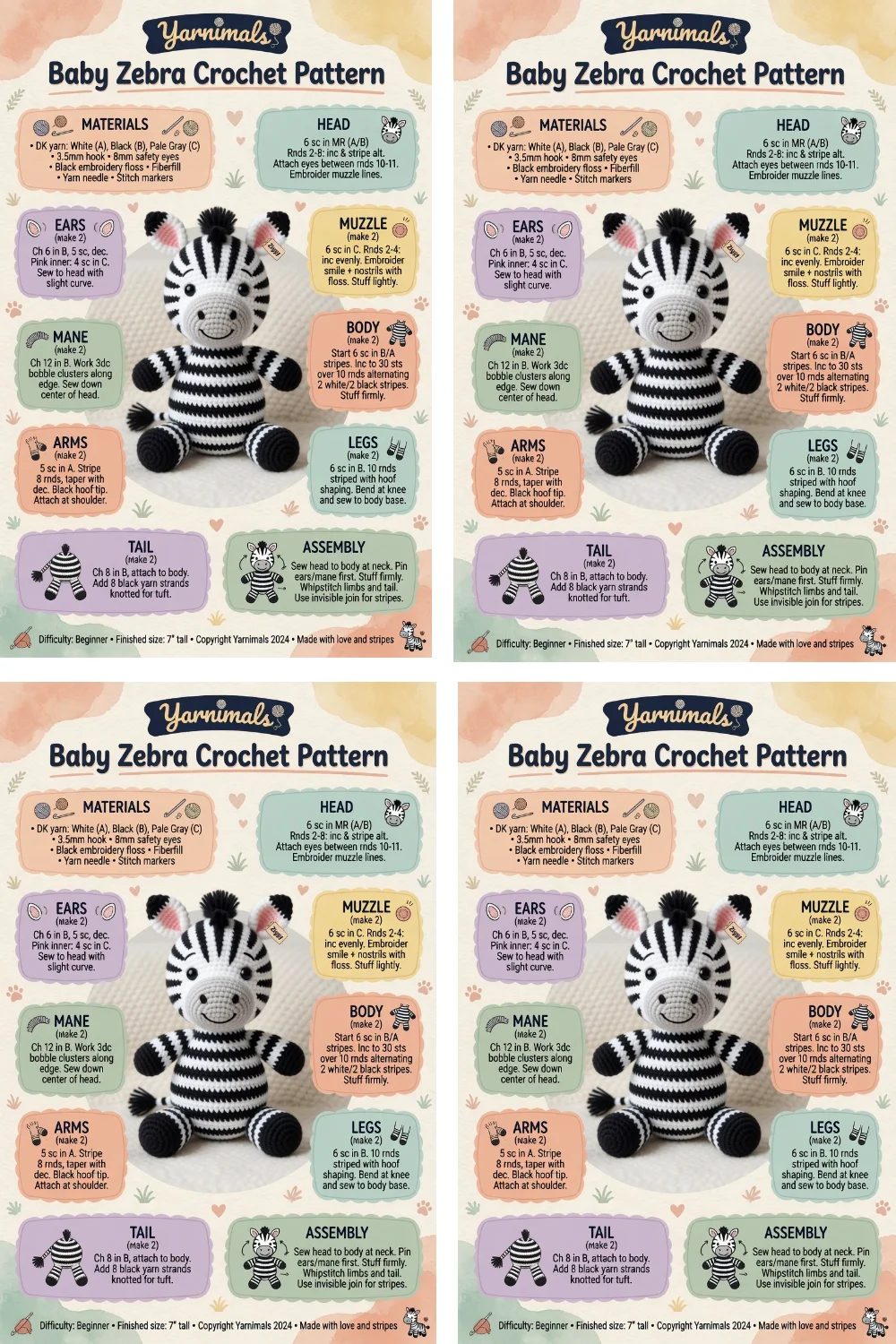 Baby Zebra Crochet Pattern – Striped Amigurumi Toy