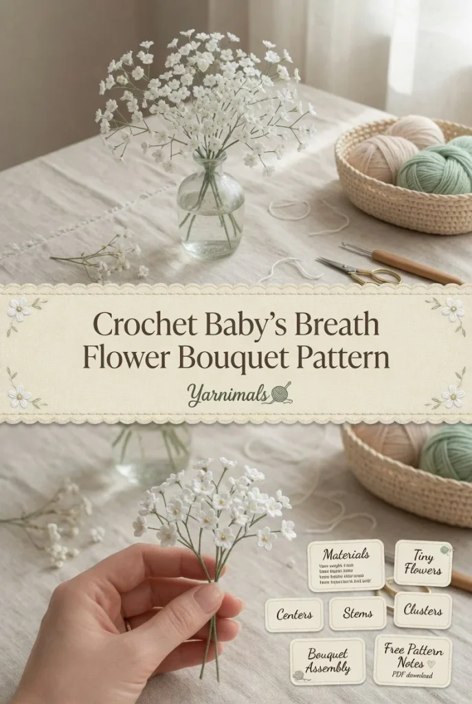 Beginner-friendly crochet baby breath flower bouquet pattern