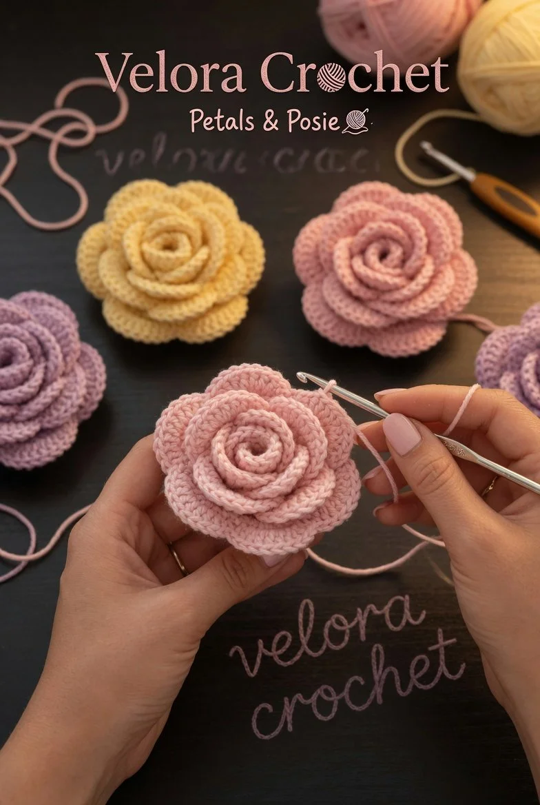 Beginner-friendly crochet rose pattern with layered petals