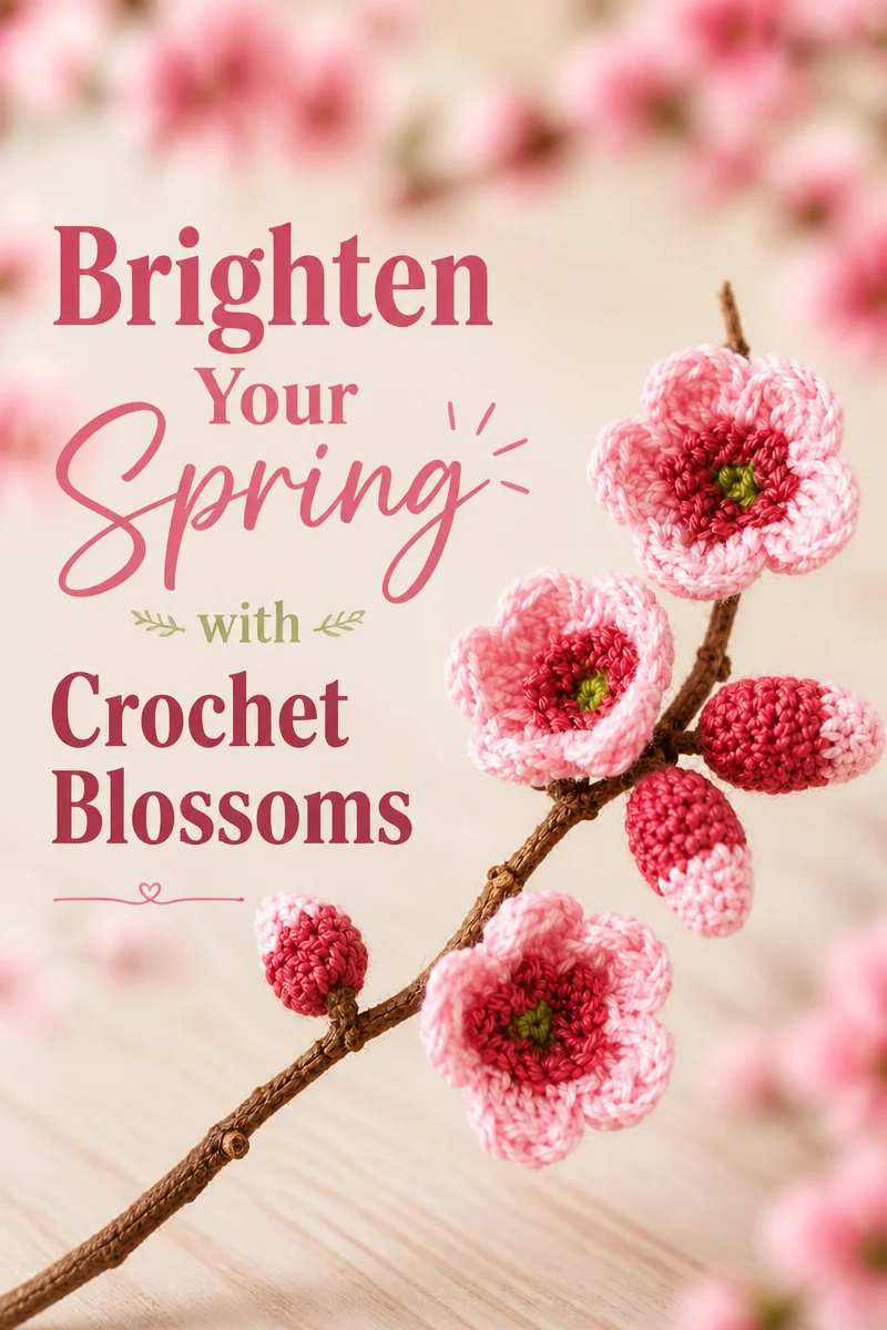 Crochet Cherry Blossom Free Pattern for Spring Decor