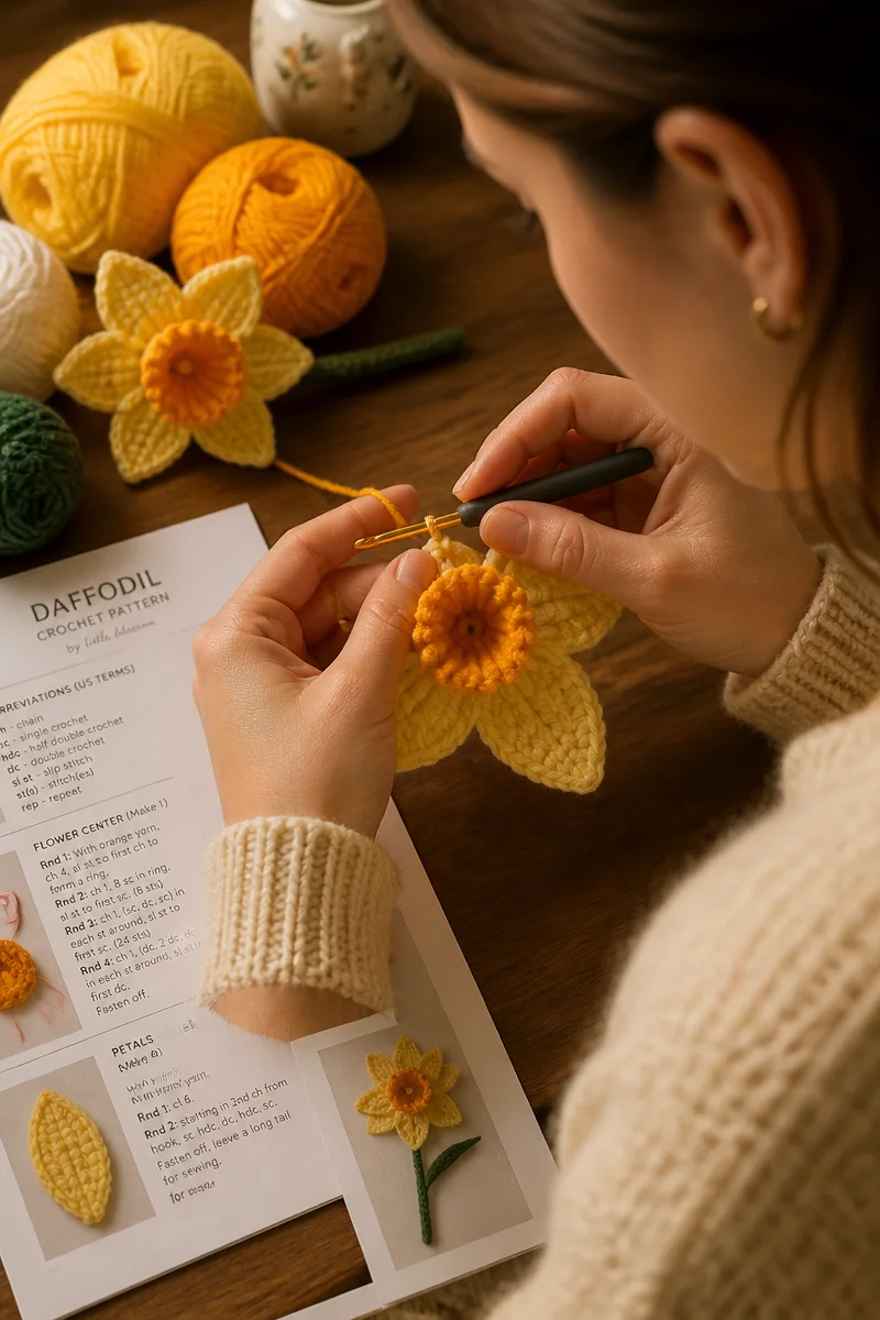 Crochet Daffodil Flower Free Pattern for Spring Bouquets