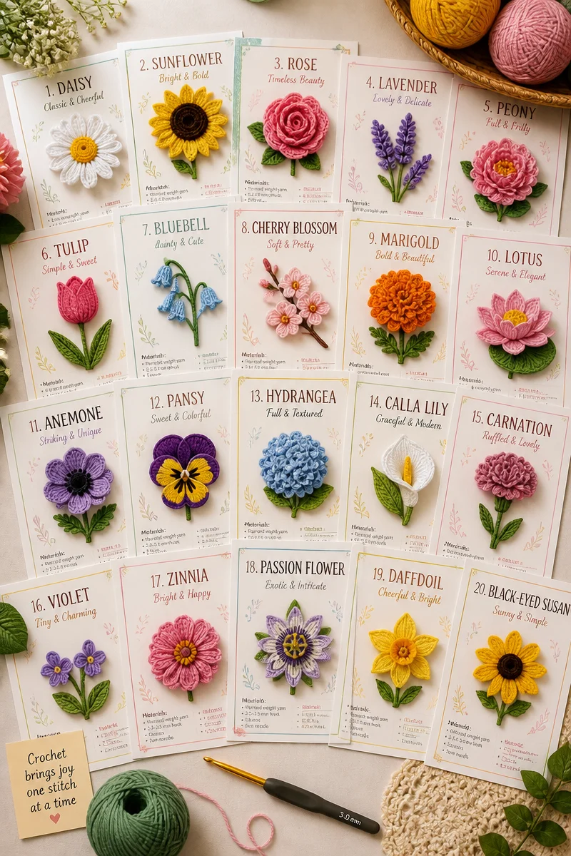 Easy Crochet Flower Free Pattern for Beginners