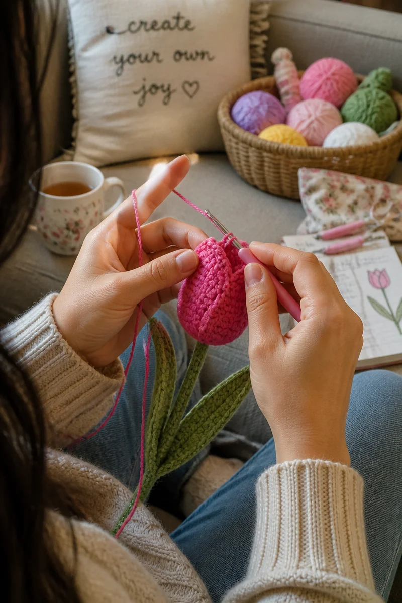 Craft a Lovely Spring Bouquet with This Crochet Tulip Free Pattern