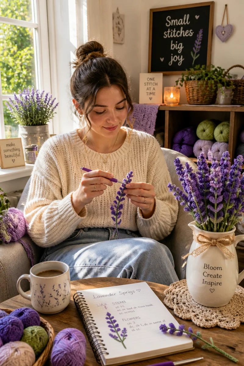Crochet Lavender Flower Free Pattern for a Handmade Bouquet