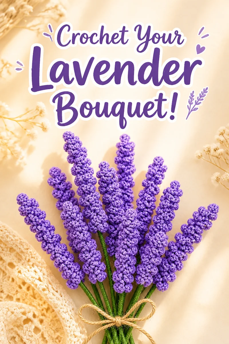 Craft Your Own Crochet Lavender Flower Free Pattern Bouquet!