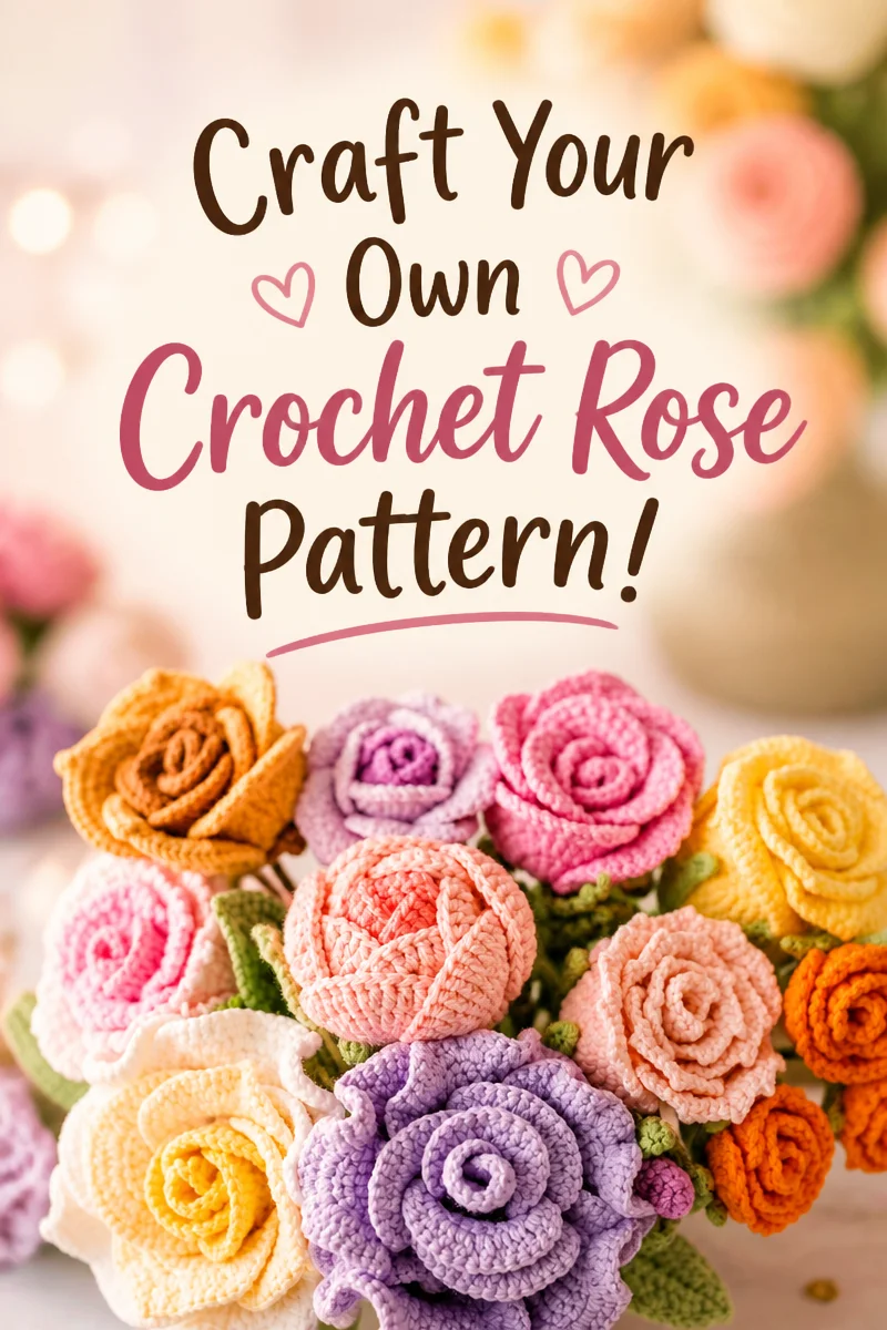 Simple Crochet Rose Free Pattern for a Flower Bouquet