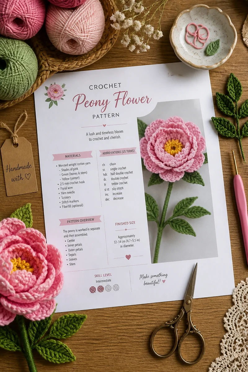 Create a Romantic Bouquet with Our Crochet Peony Flower Free Pattern
