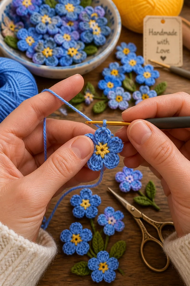 Crochet Forget-Me-Not Flower Free Pattern