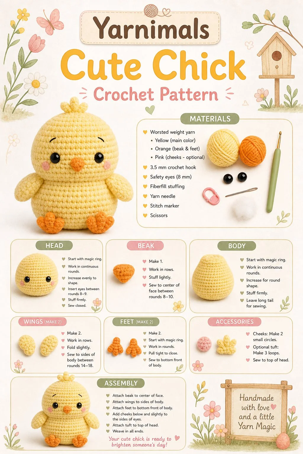 Cute Chick Amigurumi Toy crochet pattern for spring crafting