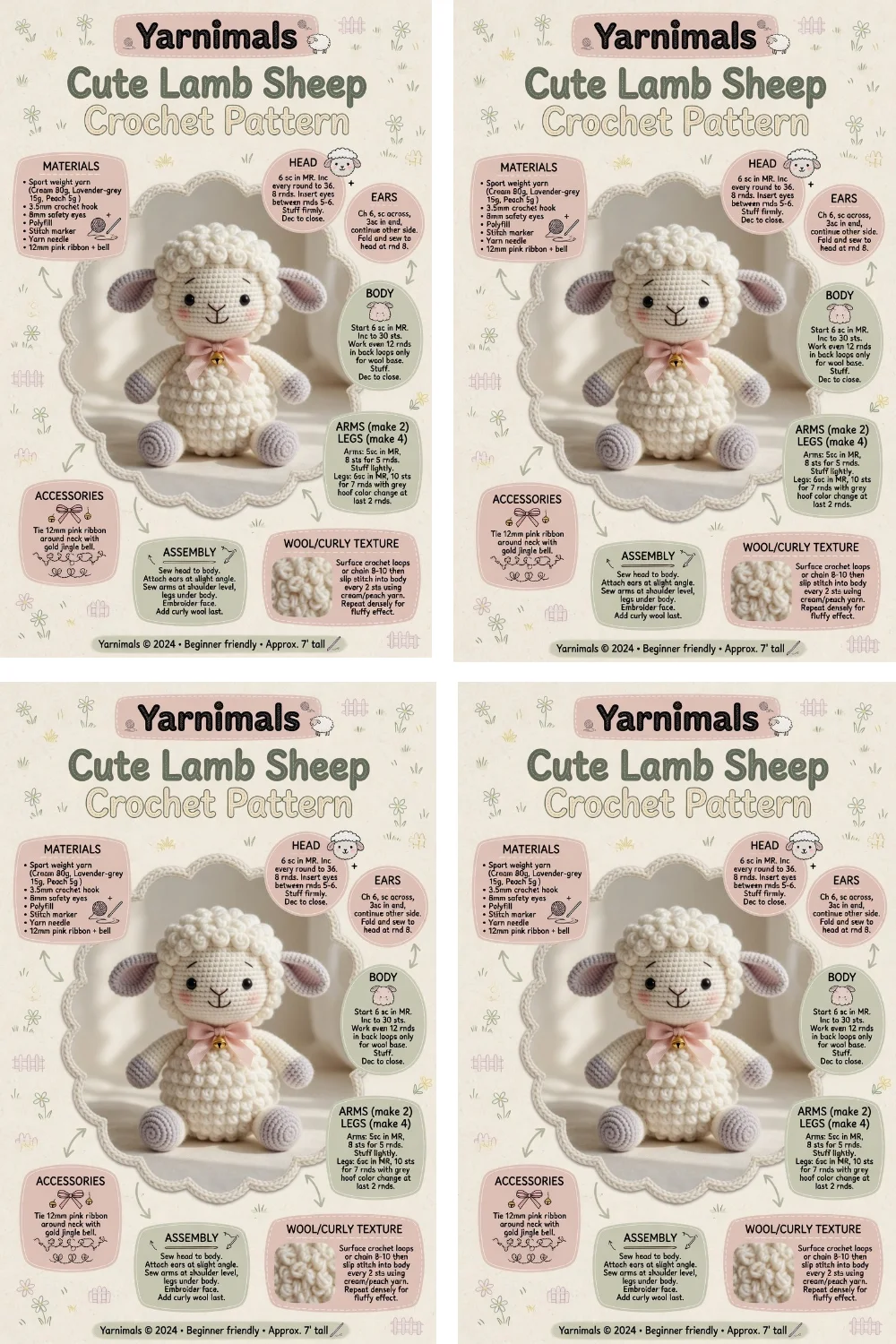 Cute Lamb Sheep Crochet Pattern for a Soft Farm Animal Plush