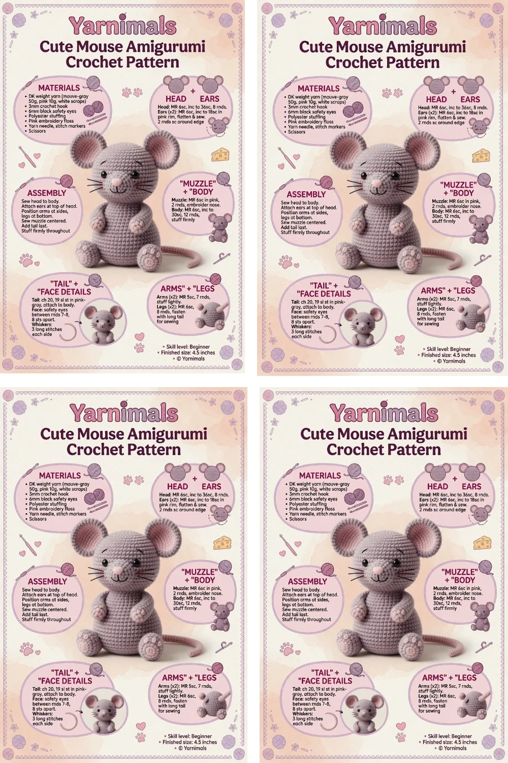 Cute Mouse Amigurumi Crochet Pattern – Small Pocket Plush