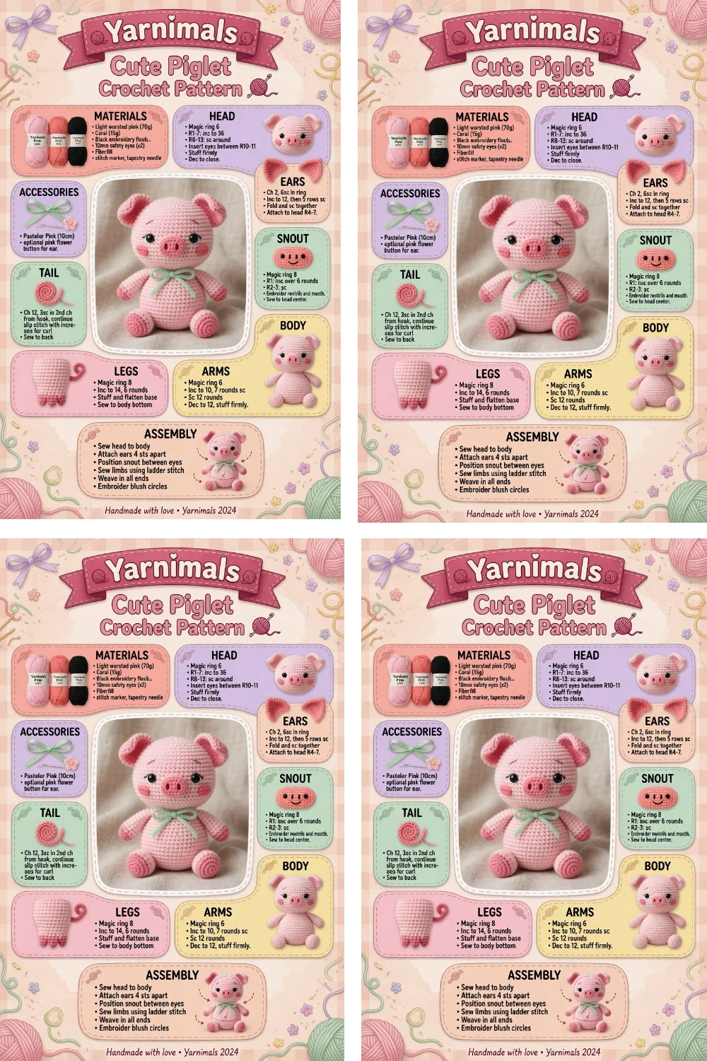 Cute Piglet Crochet Pattern – Small Amigurumi Farm Toy