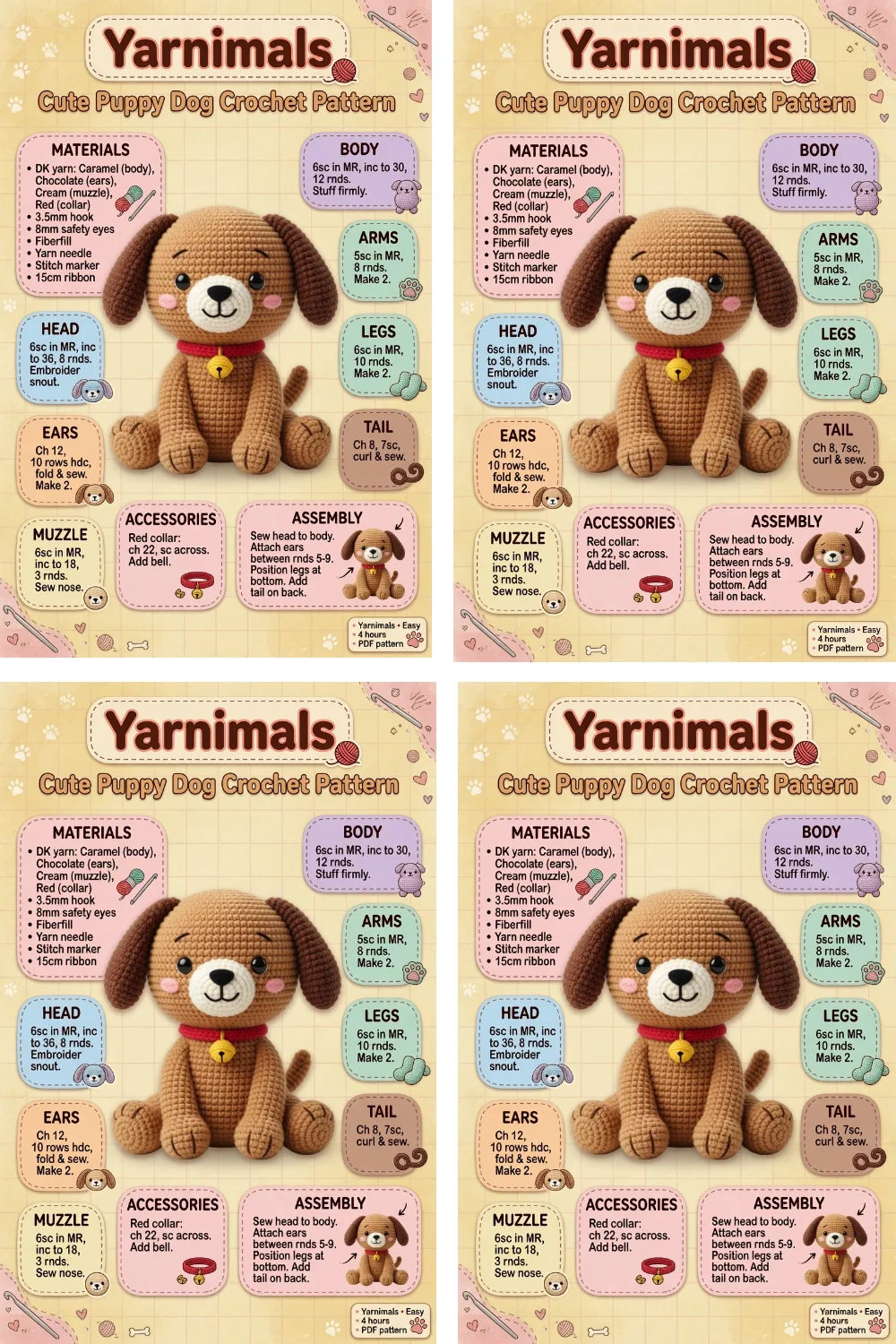 Cute Puppy Dog Crochet Pattern – Handmade Amigurumi Plush