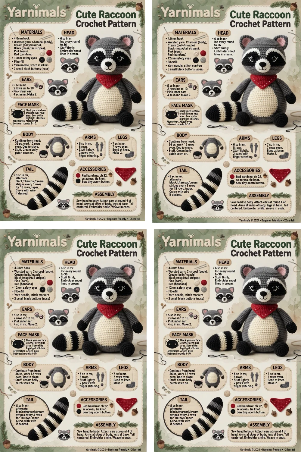 Cute Raccoon Crochet Pattern – Woodland Animal Amigurumi