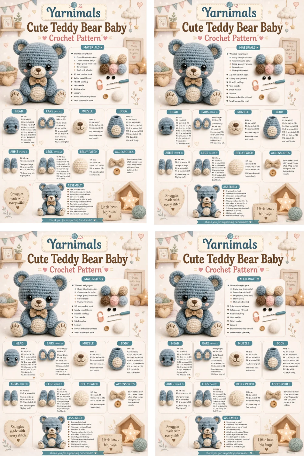 Cute Teddy Bear Baby Crochet Pattern – Classic Plush Toy