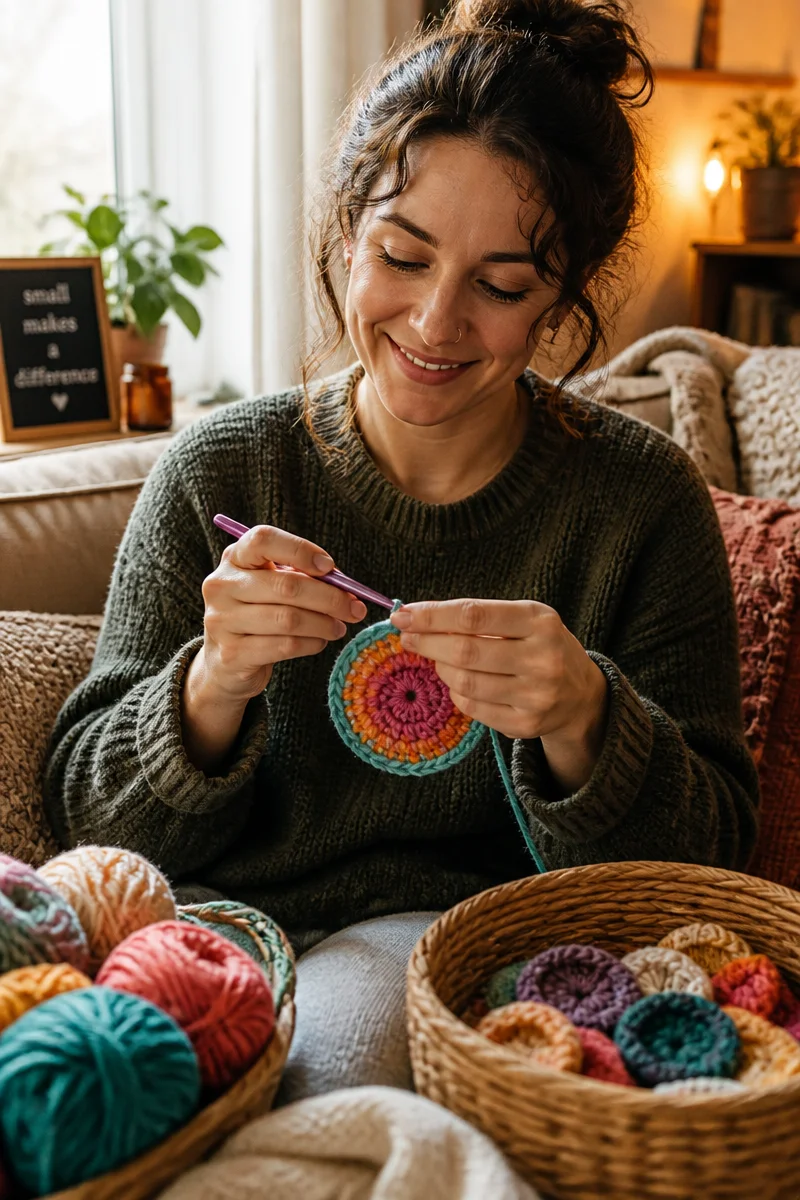 Mini Crochet Flower Free Pattern Using Scrap Yarn