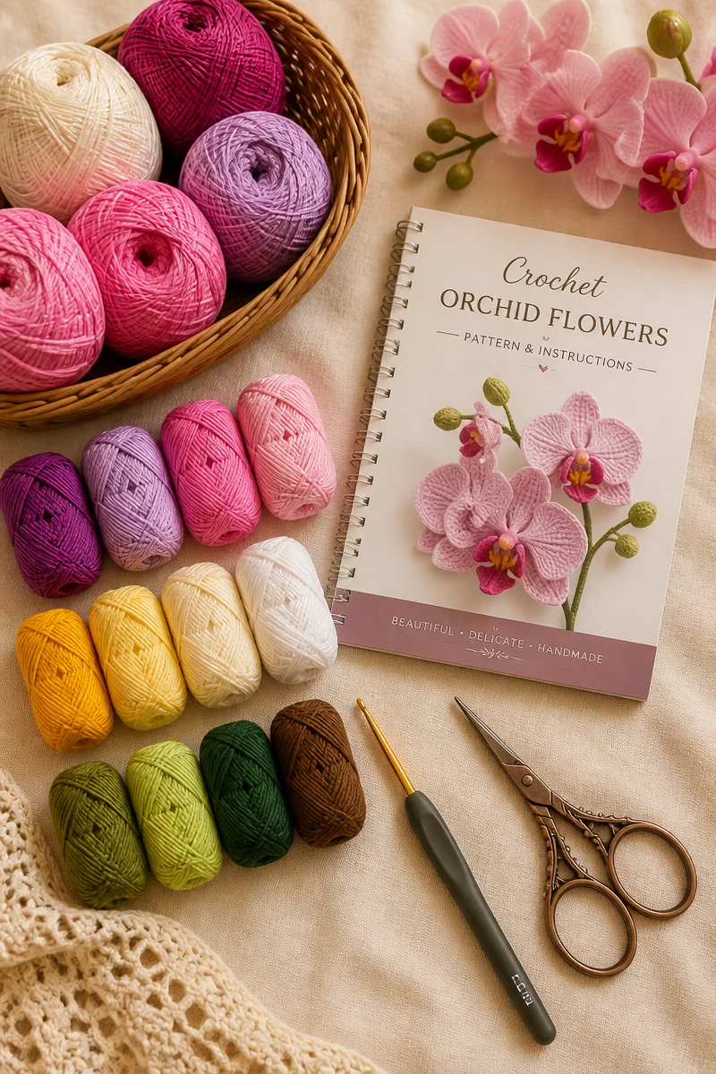 Crochet Orchid Flower Free Pattern for Beginners