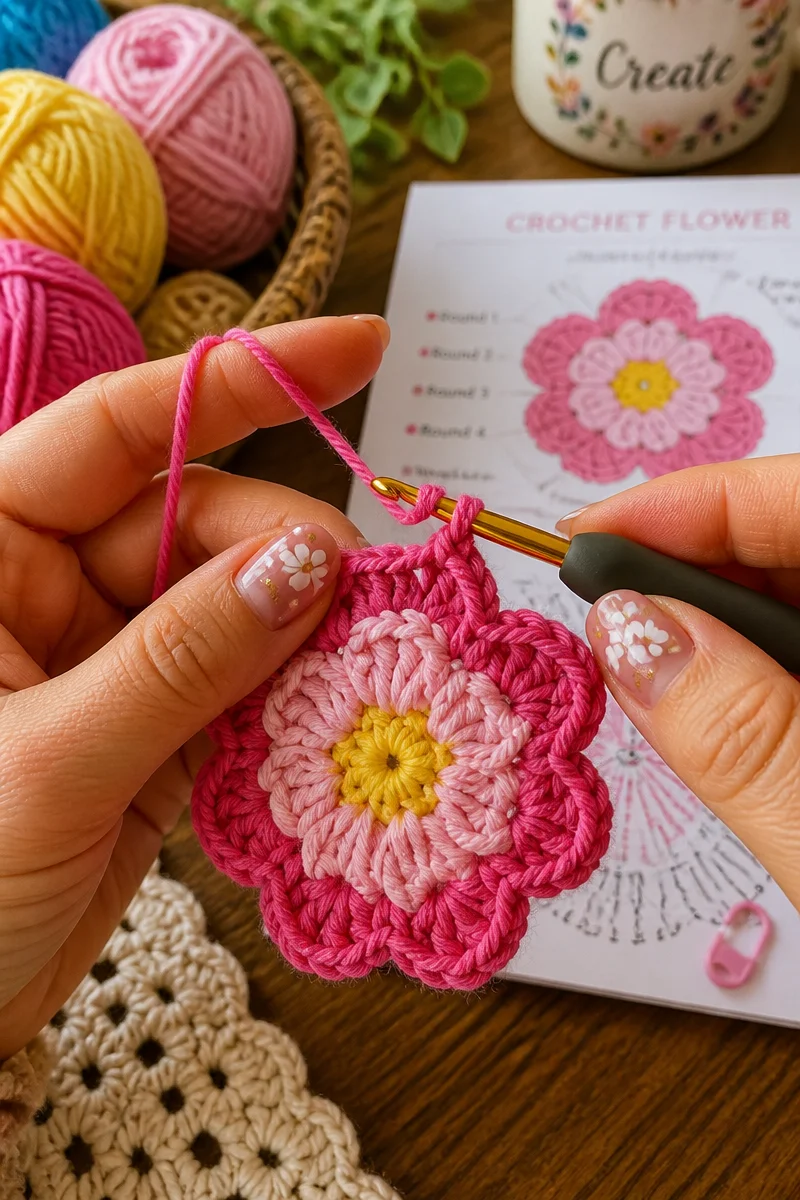 Crochet Orchid Flower Free Pattern for Beginners