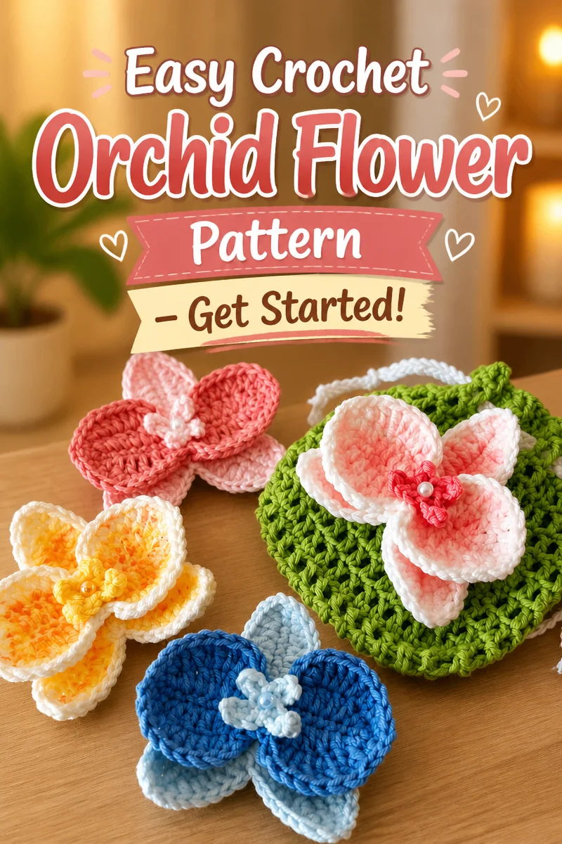 Crochet Orchid Flower Free Pattern for Beginners
