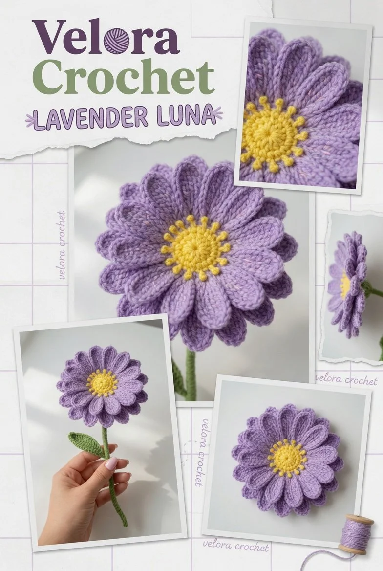 Crocheted Gerbera Daisy flower pattern with bobble center tutorial.