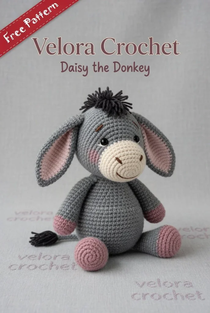 Gray Donkey Amigurumi Crochet Pattern with Floppy Ears