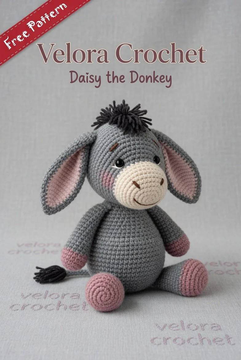 Gray Donkey Amigurumi Crochet Pattern with Floppy Ears