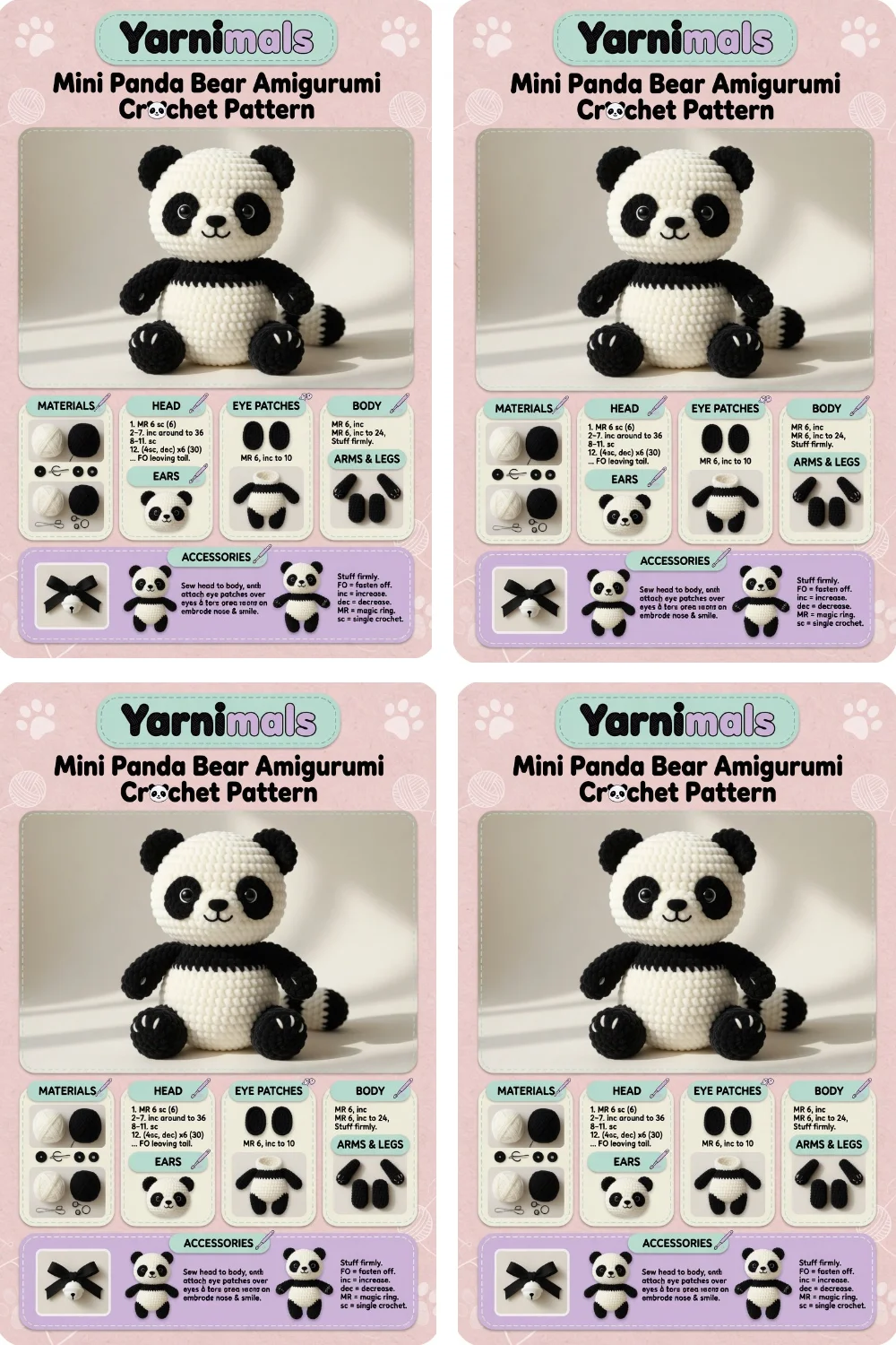 How to Crochet a Mini Panda Bear Amigurumi Crochet Pattern with Simple Instructions