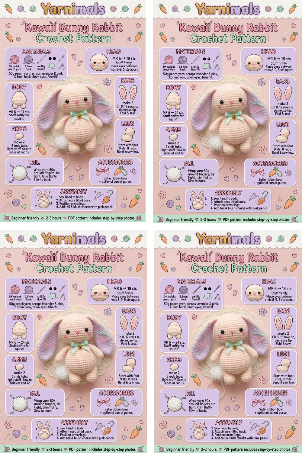 Kawaii Bunny Rabbit Crochet Pattern for Beginners – Easy Amigurumi Toy Tutorial