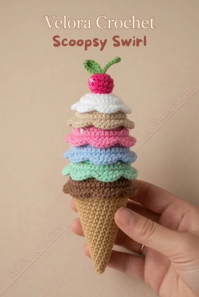 Kawaii Ice Cream Cone Amigurumi Crochet Pattern for beginners