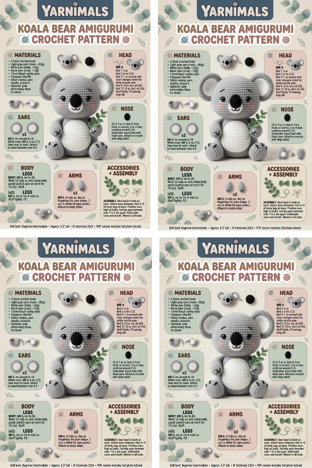 Koala Bear Amigurumi Crochet Pattern – Soft Eucalyptus Plush