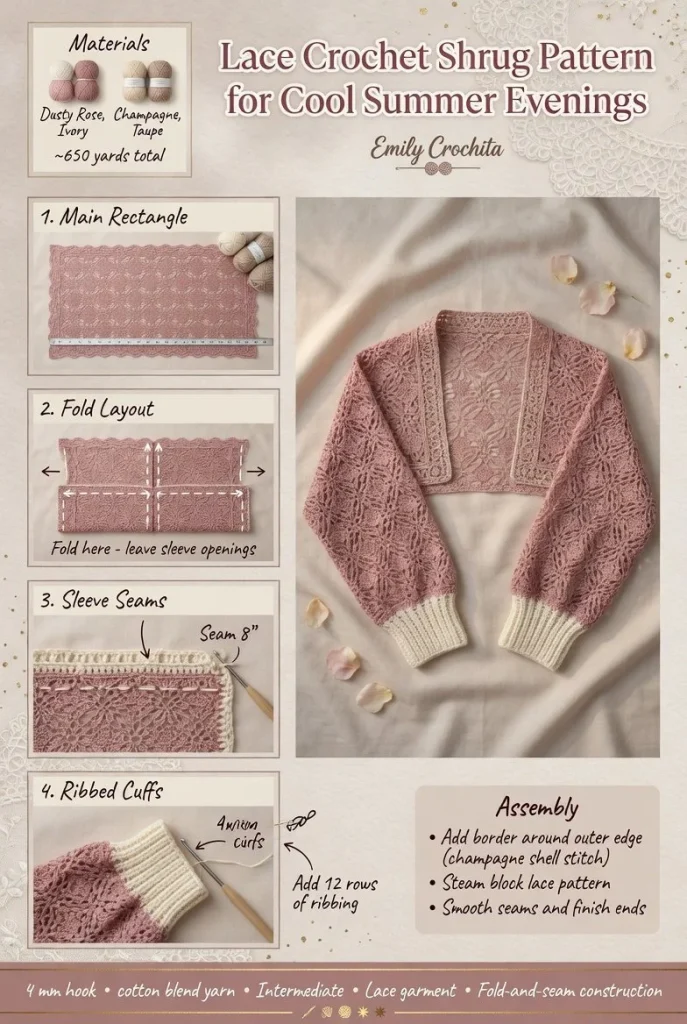 Lace crochet shrug pattern for summer evenings