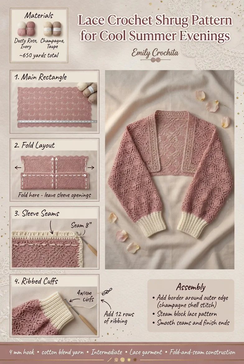 Lace crochet shrug pattern for summer evenings